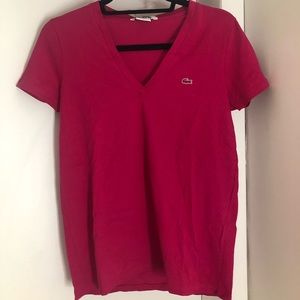 NWT Lacoste v neck tee “circus pink” size 38/6